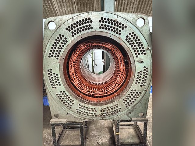 HT motor stator with copper windings during rewinding at Om Electricals Power, Ranchi