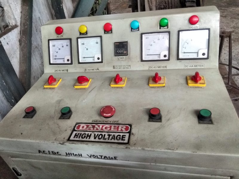 High-voltage test and control panel used for diagnostic testing
